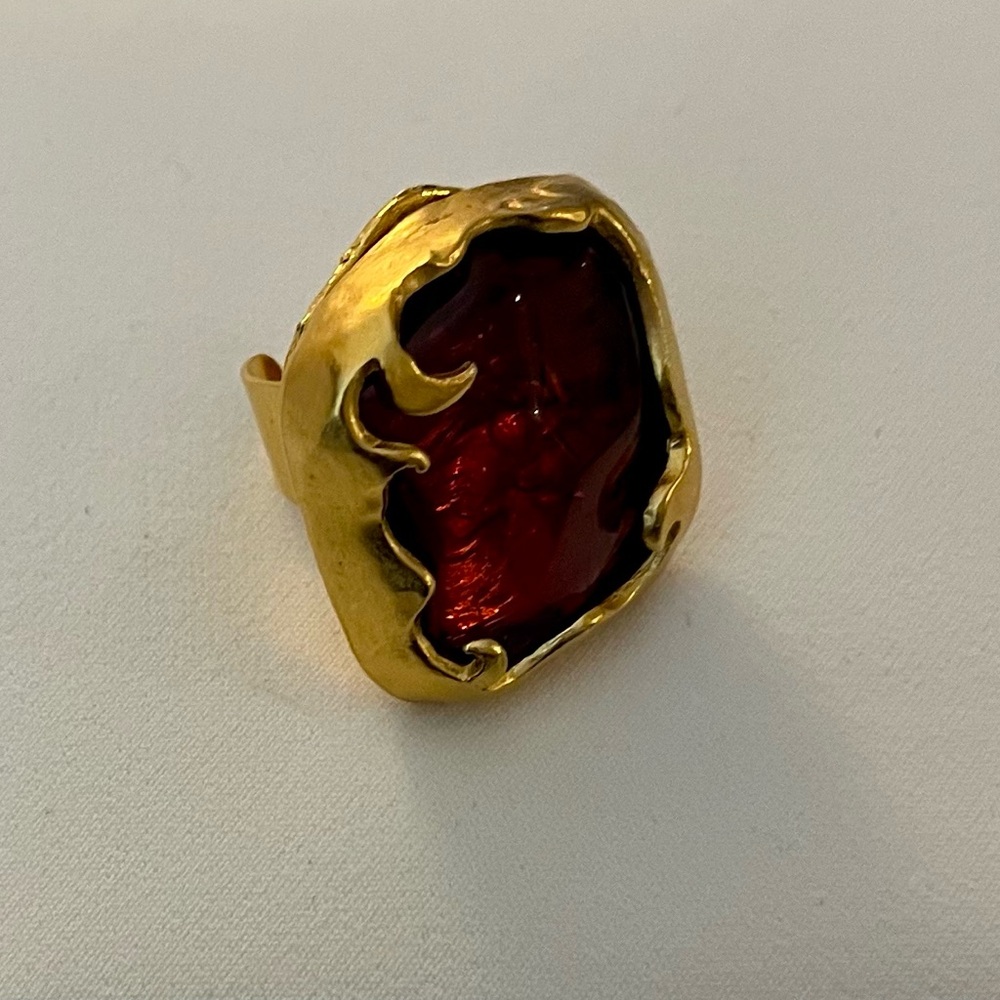 Amber Stone Statement Ring - image 7